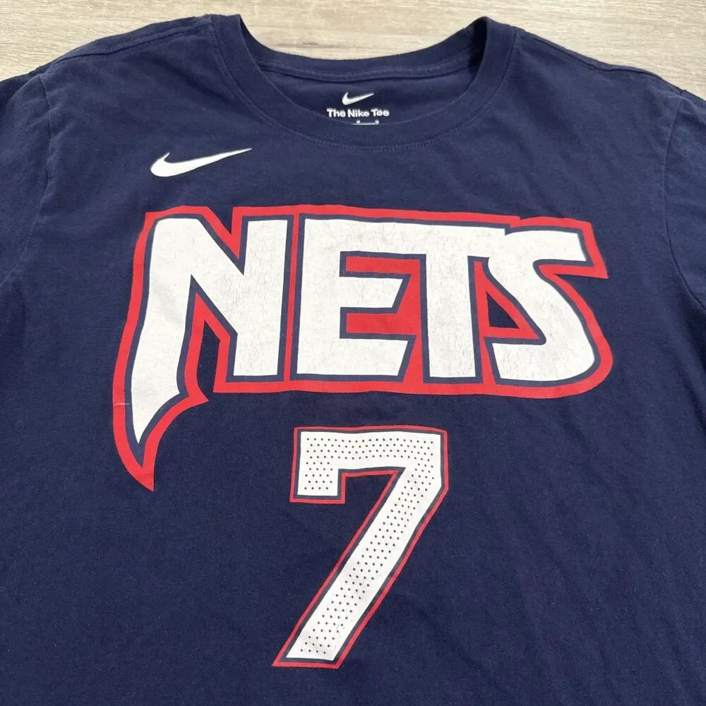 Kevin Durant Shirt Brooklyn Nets Nike Men's Blue Medium NBA #7 100% Cotton Tee